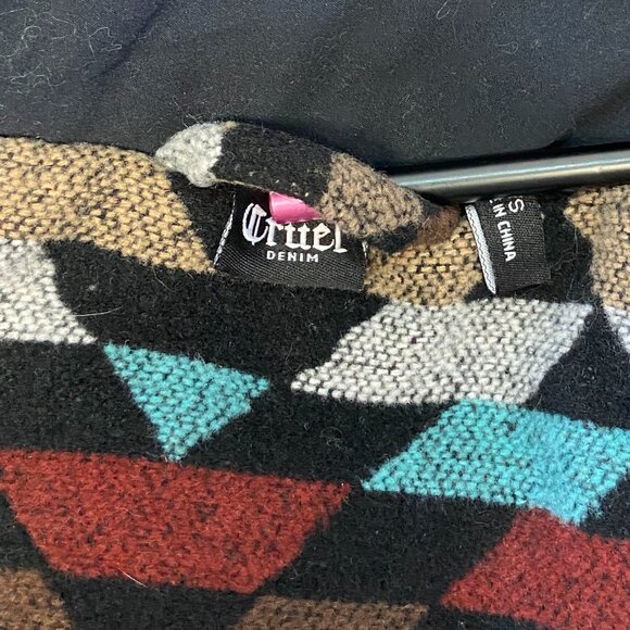 Cruel Denim Aztec Southwest Blanket Print Puff Lined Jacket Concho Western Boho - Picture 10 of 12